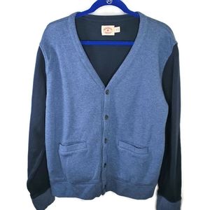 Brooks Brothers Red Fleece Men's Button Cardigan Sweater Blue Two-tone Size M